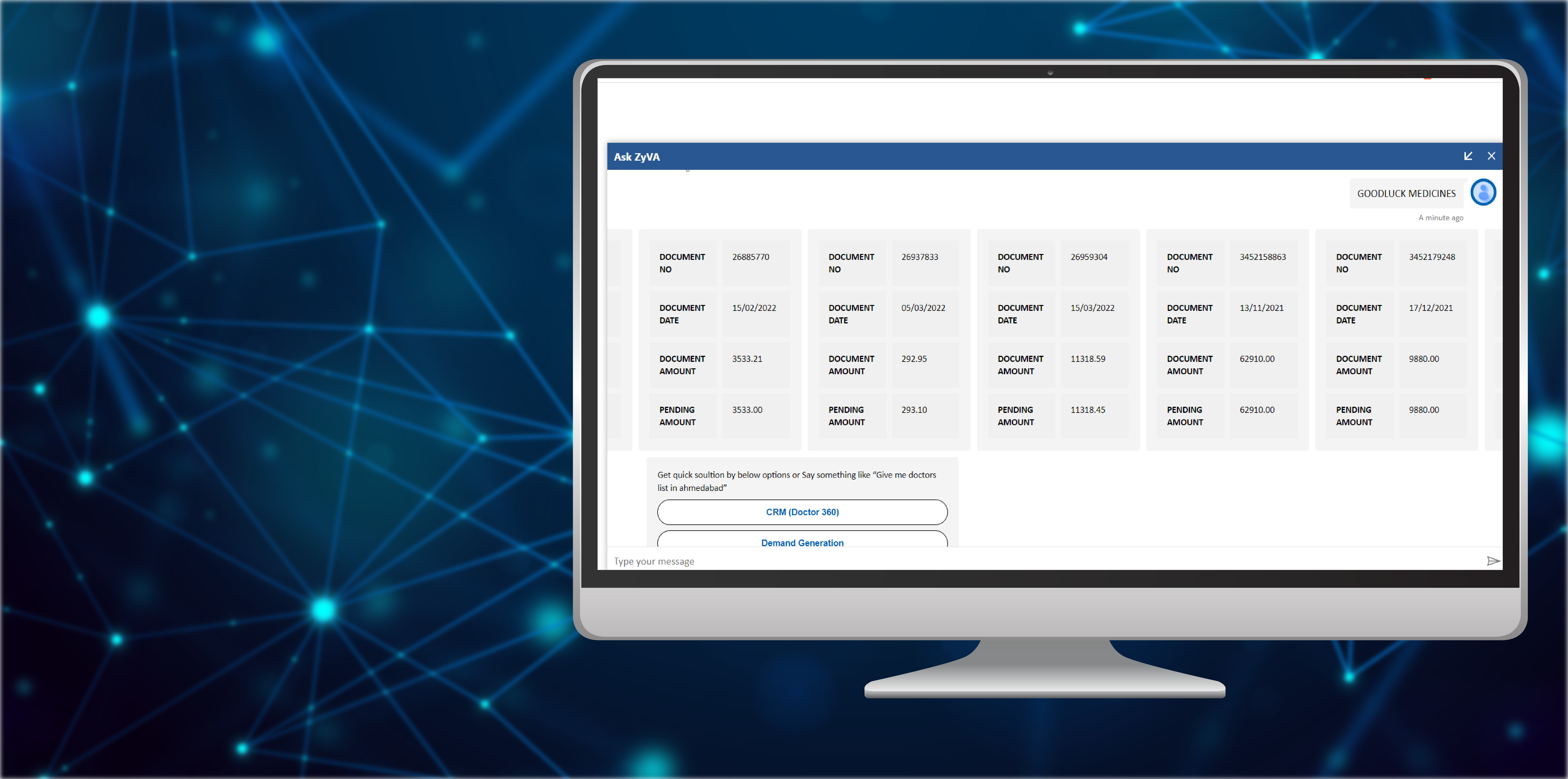 Zydus Chatbot (ZyVA) - screen 1